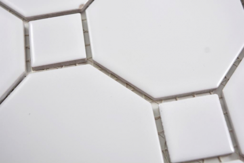 Hand pattern ceramic mosaic Octa white matt with white glossy mosaic tile wall tile backsplash kitchen bathroom MOS13-Octa0111_m