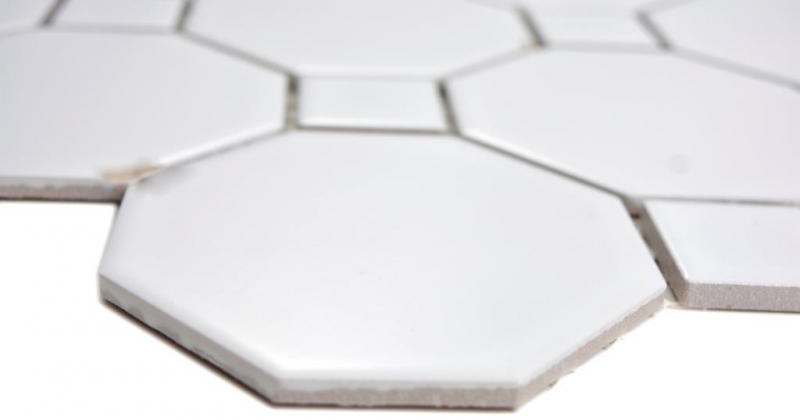 Hand pattern ceramic mosaic Octa white matt with white glossy mosaic tile wall tile backsplash kitchen bathroom MOS13-Octa0111_m