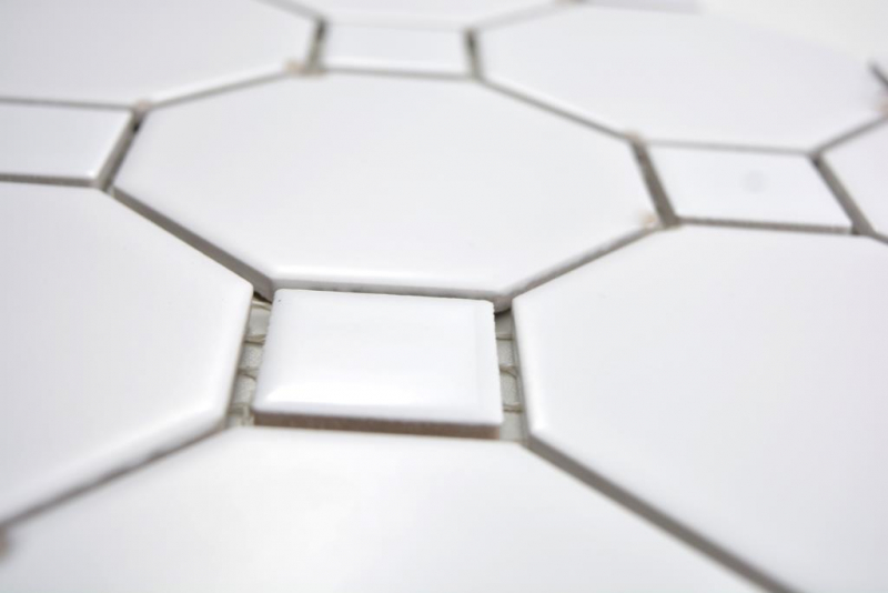 Hand pattern ceramic mosaic Octa white matt with white glossy mosaic tile wall tile backsplash kitchen bathroom MOS13-Octa0111_m