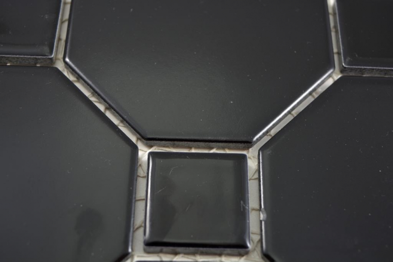 Hand pattern ceramic mosaic Octa black matt with black glossy mosaic tile wall tile backsplash kitchen bathroom MOS13-Octa0311_m
