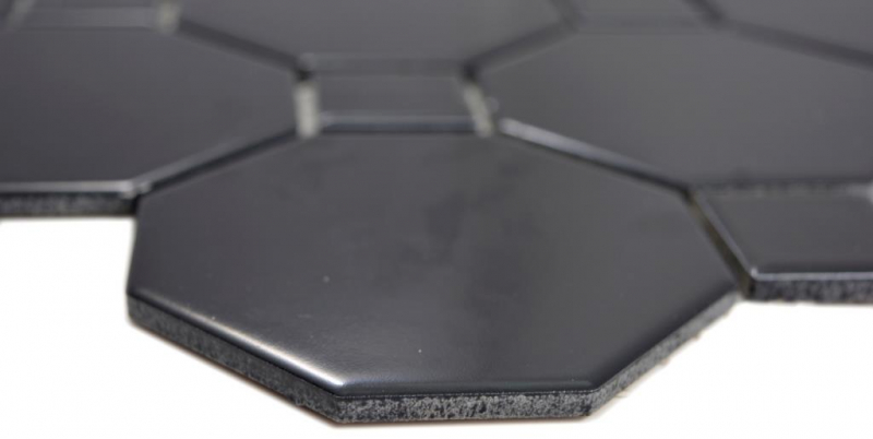 Hand pattern ceramic mosaic Octa black matt with black glossy mosaic tile wall tile backsplash kitchen bathroom MOS13-Octa0311_m