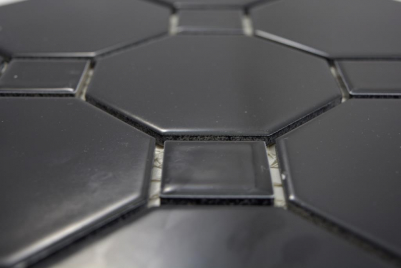 Hand pattern ceramic mosaic Octa black matt with black glossy mosaic tile wall tile backsplash kitchen bathroom MOS13-Octa0311_m