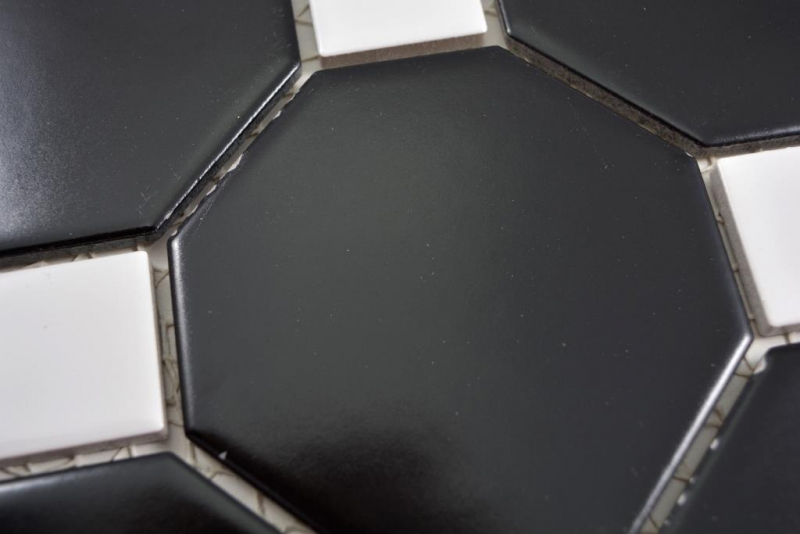 Hand-painted ceramic mosaic Octa black matt with white glossy mosaic tile wall tile backsplash kitchen bathroom MOS13-Octa0301_m