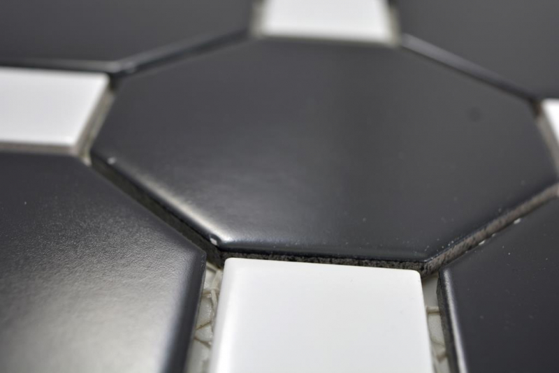 Hand-painted ceramic mosaic Octa black matt with white glossy mosaic tile wall tile backsplash kitchen bathroom MOS13-Octa0301_m