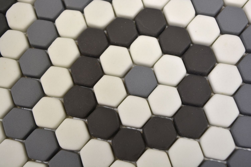 Mosaic decor GLASS MOSAIC Hexagon gray black white matt mosaic tiles wall tile backsplash kitchen bathroom MOS140-ROHX3_f