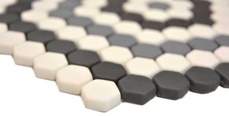 Mosaic decor GLASS MOSAIC Hexagon gray black white matt mosaic tiles wall tile backsplash kitchen bathroom MOS140-ROHX3_f