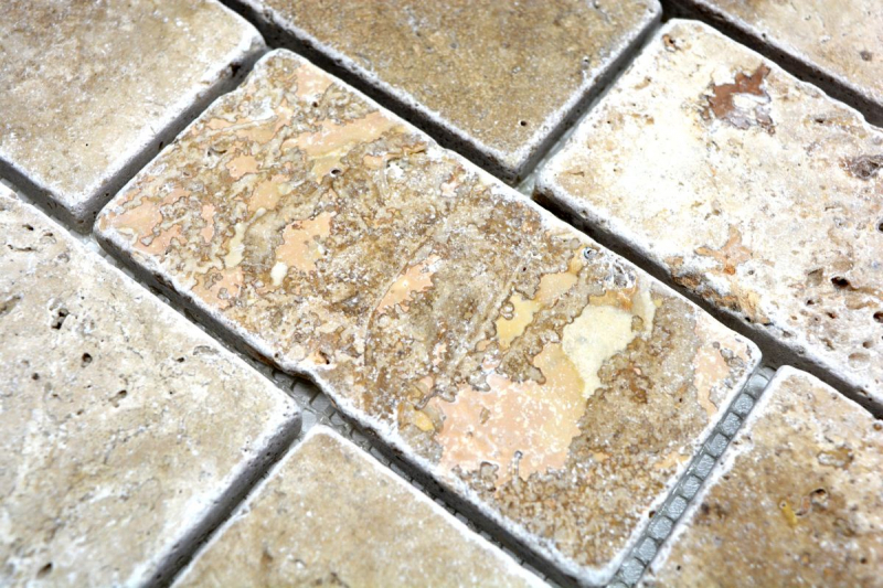 Travertine mosaic tiles terrace wall floor natural stone beige brick brick look wall tile shower tray kitchen tile - MOS43-1202