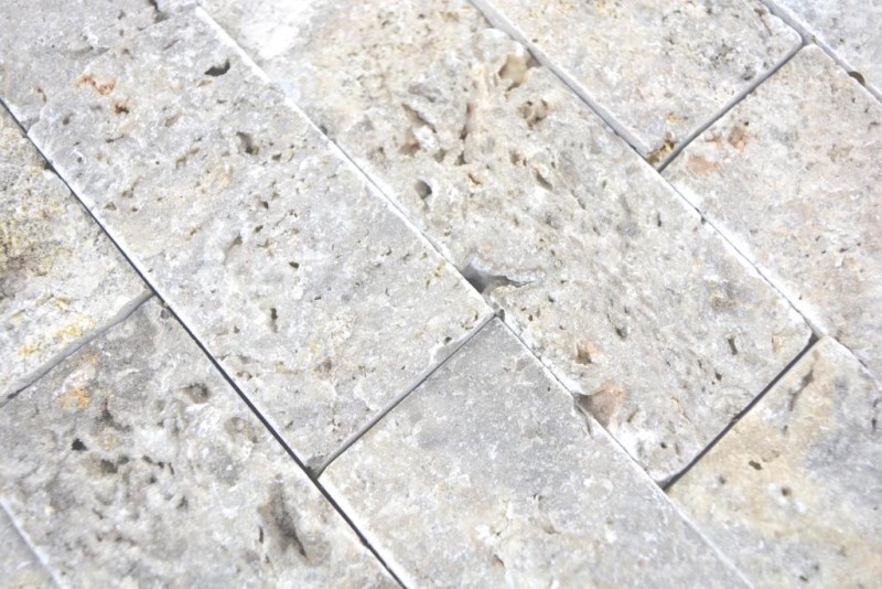Travertine stone wall stones wall natural stone light gray brick split face silver 3D look wall facing kitchen - MOS29-42781