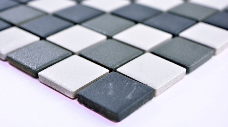 Hand sample mosaic tile ceramic black white anthracite matt shower tray MOS18-2213-R10_m