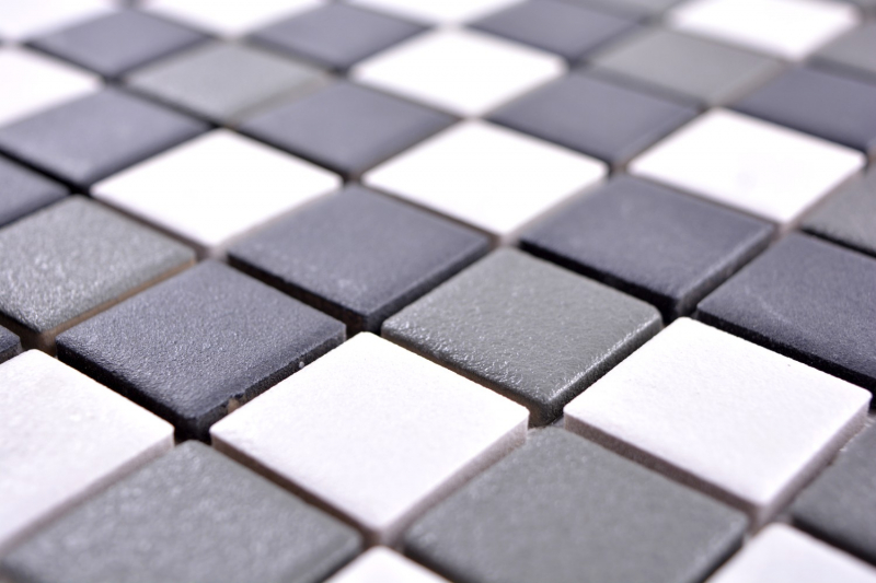Hand sample mosaic tile ceramic black white anthracite matt shower tray MOS18-2213-R10_m