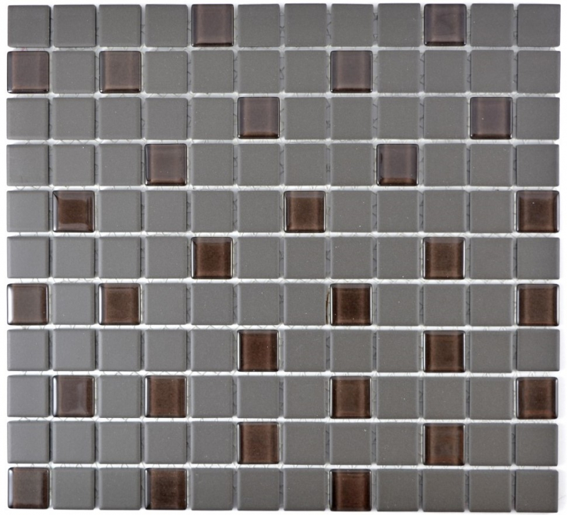 Hand-painted mosaic tile bathroom ceramic dark gray brown unglazed glass mosaic MOS18-1313-R10_m