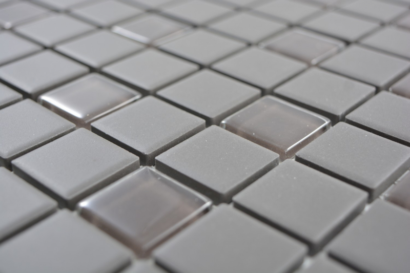Hand-painted mosaic tile bathroom ceramic dark gray brown unglazed glass mosaic MOS18-1313-R10_m