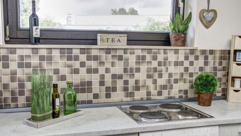 Ceramic mosaic tile BROWN BEIGE MIX SMOOTH SLIPPROOF kitchen backsplash - MOS16-1211-R10