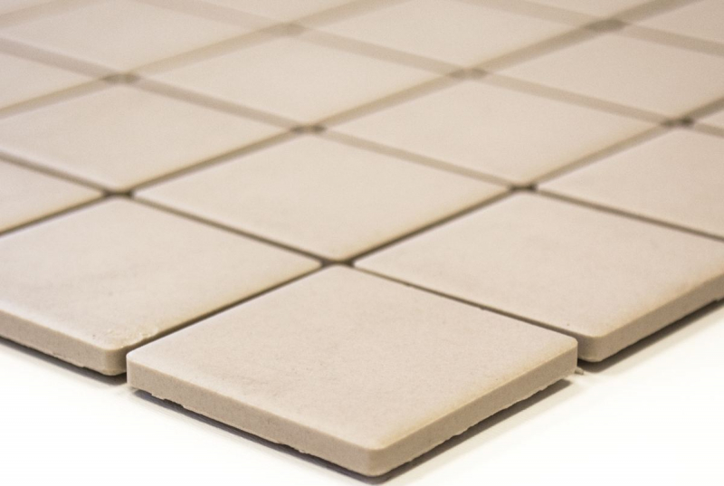 Hand-painted mosaic tile ceramic light beige magnolia unglazed RUTSCHEMMEND MOS14B-1211-R10_m