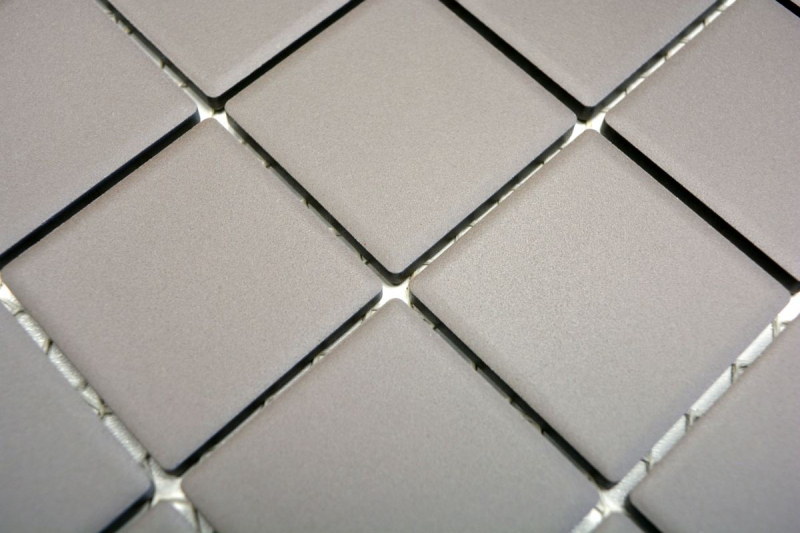 Hand-patterned mosaic tile ceramic mud gray unglazed RUTSCHEMMEND BAD MOS14B-0204-R10_m