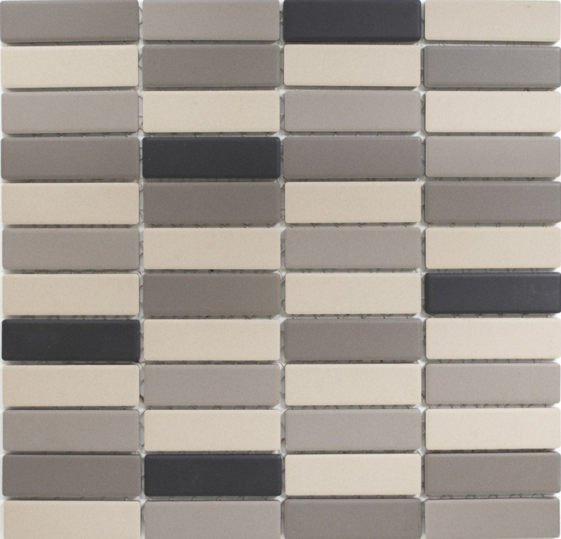Hand pattern mosaic tile ceramic light beige gray rods unglazed shower tray floor tile MOS24B-0208-R10_m