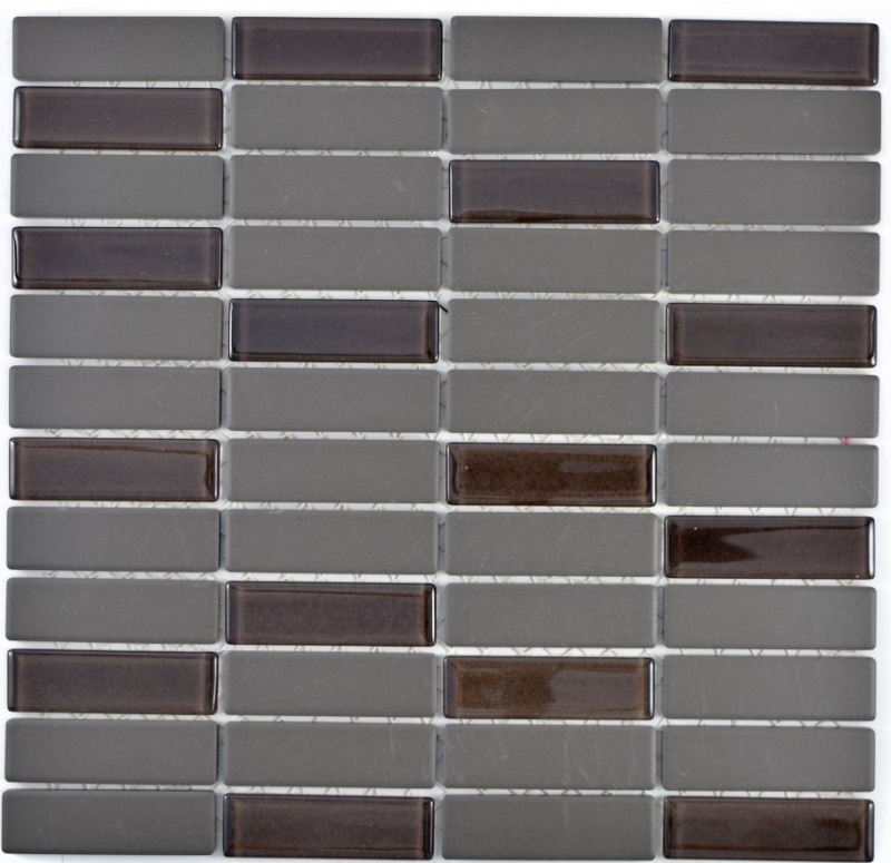 Hand pattern mosaic tile ceramic rods brown unglazed glass shower tray floor tile MOS24-1313-R10_m