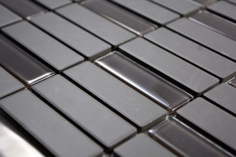 Hand pattern mosaic tile ceramic rods brown unglazed glass shower tray floor tile MOS24-1313-R10_m