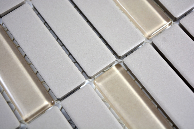 Hand pattern mosaic tile ceramic rods light gray unglazed glass shower tray floor tile MOS24-0212-R10_m