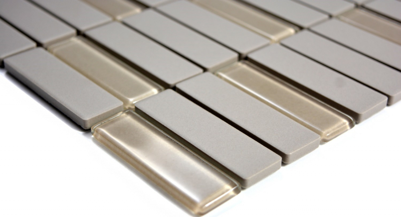 Hand pattern mosaic tile ceramic rods light gray unglazed glass shower tray floor tile MOS24-0212-R10_m