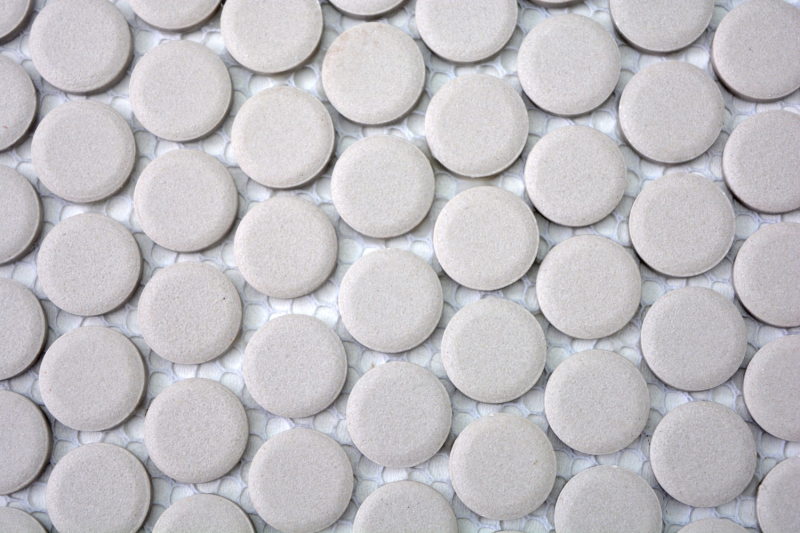 Button mosaic LOOP round mosaic light gray beige unglazed non-slip floor kitchen shower - MOS10-0202-R10