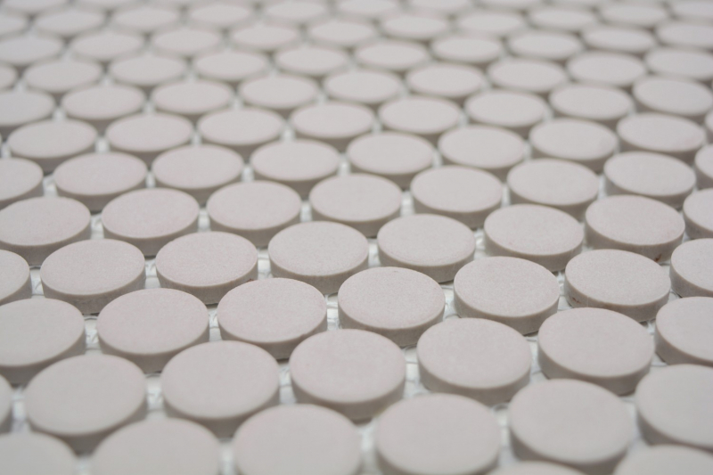 Button mosaic LOOP round mosaic light gray beige unglazed non-slip floor kitchen shower - MOS10-0202-R10