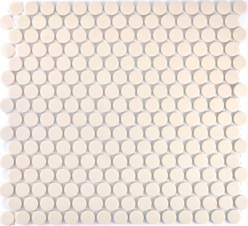 Button mosaic LOOP round mosaic light beige matt unglazed non-slip wall kitchen shower BATH - MOS10-1202-R10