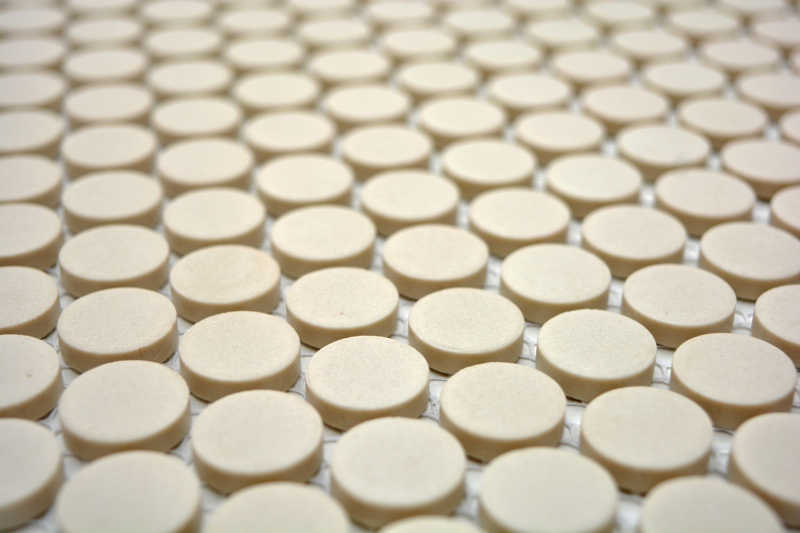 Button mosaic LOOP round mosaic light beige matt unglazed non-slip wall kitchen shower BATH - MOS10-1202-R10