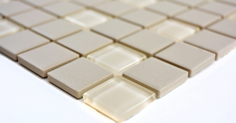 Ceramic mosaic SHOWER FLOOR TILES light beige unglazed non-slip glass mosaic- MOS18-1212-R10