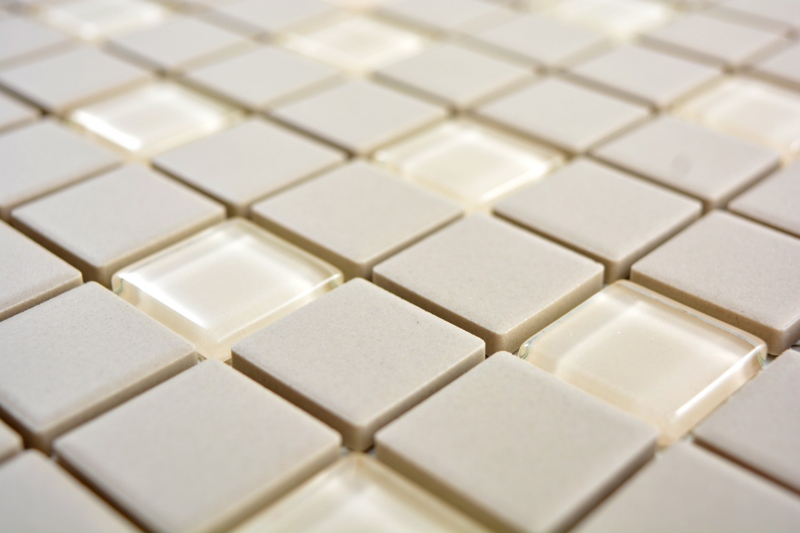 Ceramic mosaic SHOWER FLOOR TILES light beige unglazed non-slip glass mosaic- MOS18-1212-R10