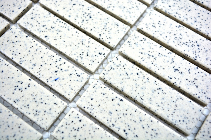 Mosaic tile ceramic cream white sticks speckled unglazed MOS24-0103-R10_f