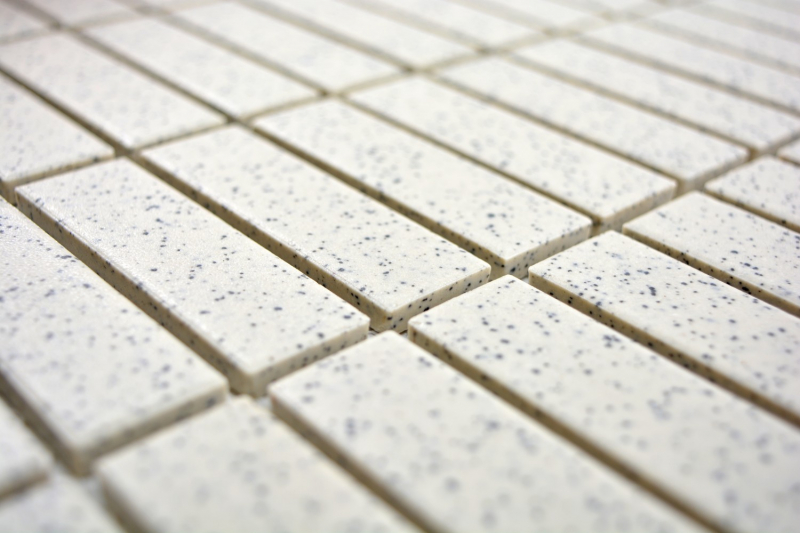 Mosaic tile ceramic cream white sticks speckled unglazed MOS24-0103-R10_f
