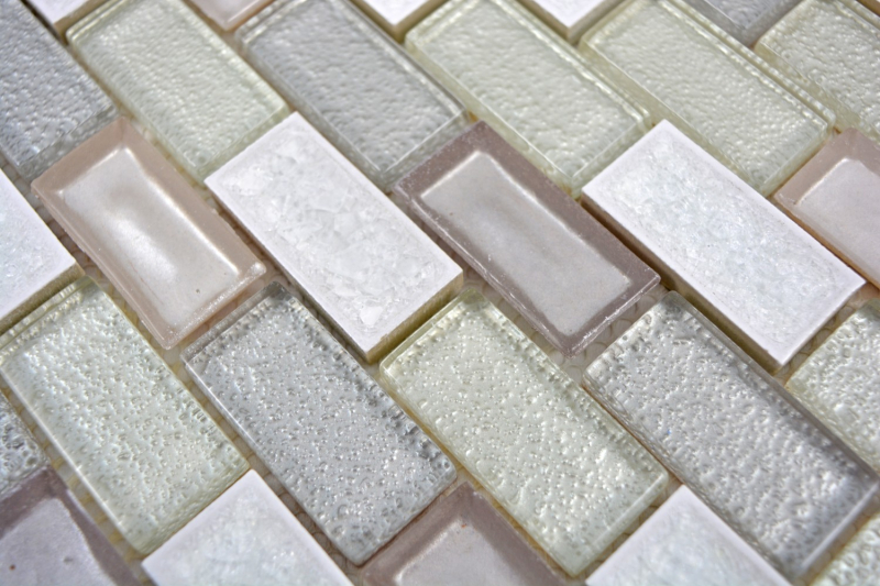 Mosaic tile Translucent ceramic white Brick Glass mosaic Crystal ceramic Arctic white MOS83IC-0211_f