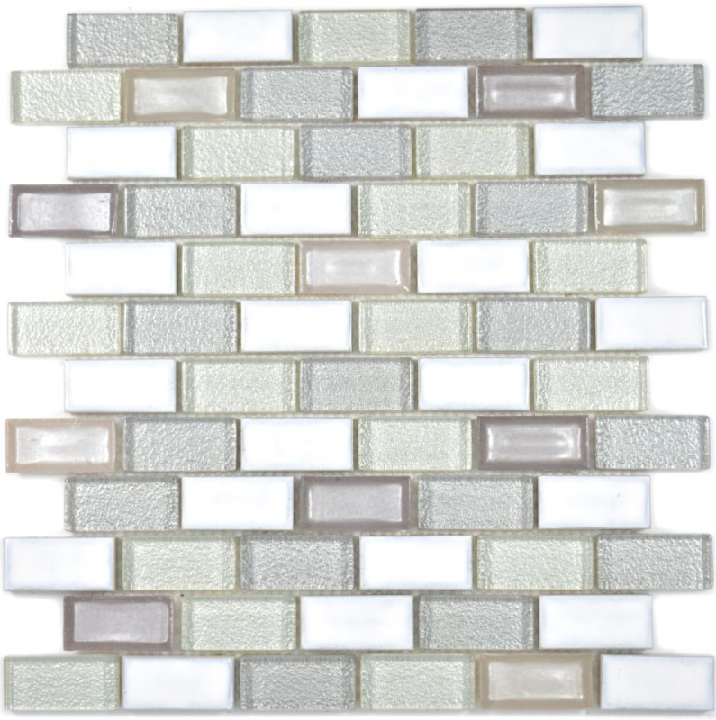 Mosaic tile Translucent ceramic white Brick Glass mosaic Crystal ceramic antique white MOS83IC-0121_f