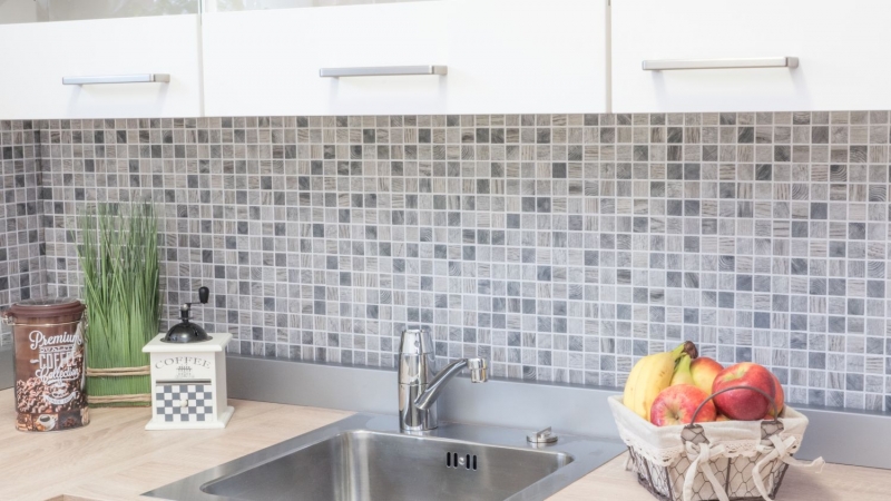 Glass mosaic Sustainable wall covering Recycling wood texture light gray Tile backsplash MOS63-312