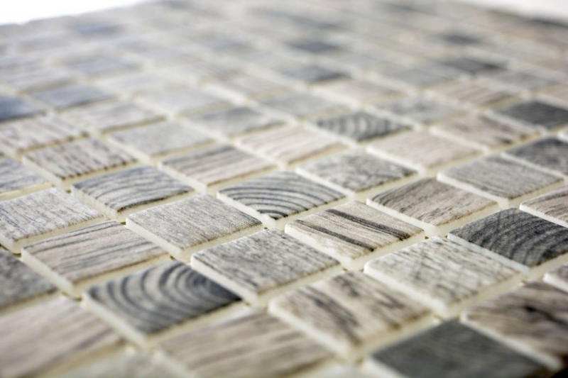 Glass mosaic Sustainable wall covering Recycling wood texture gray beige Tile backsplash MOS63-324