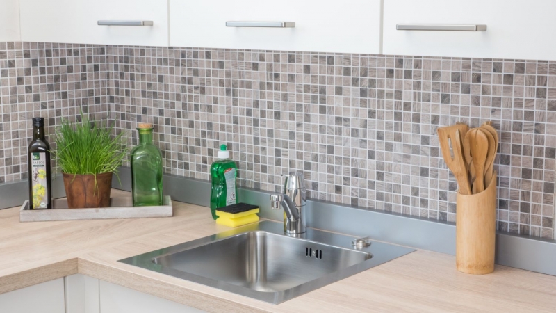 Glass mosaic Sustainable wall covering Recycling wood texture gray beige Tile backsplash MOS63-324