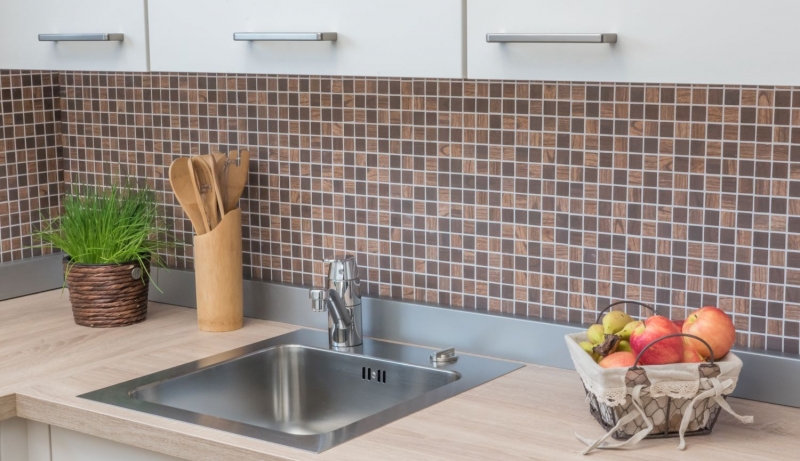 Glass mosaic Sustainable wall covering Recycling wood texture brown dark brown Tile backsplash MOS63-410