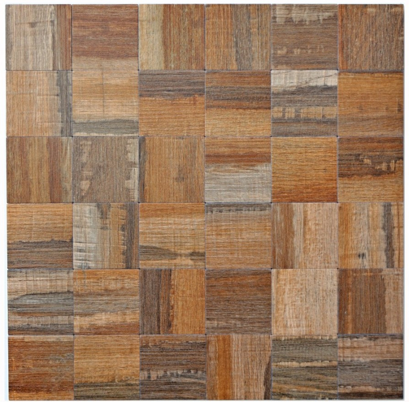 self-adhesive mosaic tile ALU brown metal wood look dark tile backsplash MOS200-2122