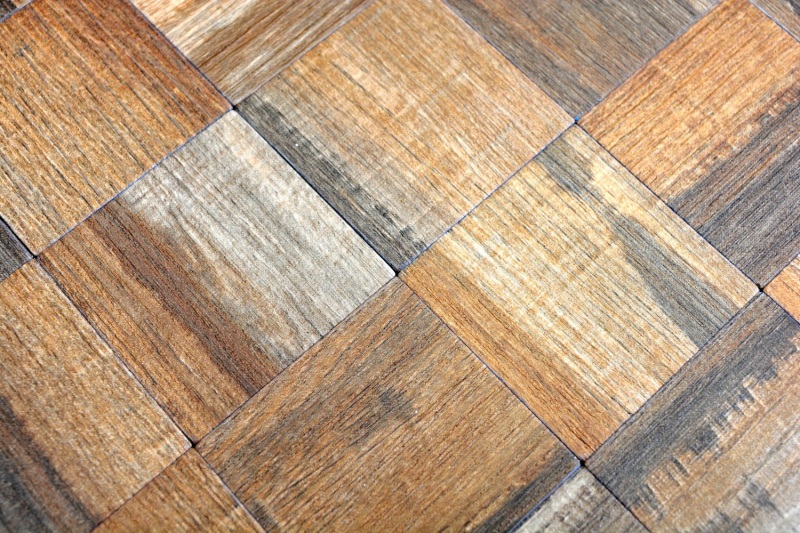 Mosaic tiles kitchen splashback self-adhesive aluminum brown metal wood look dark MOS200-2122_f