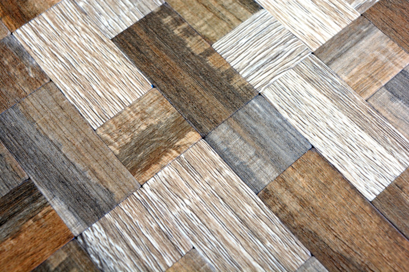 self-adhesive mosaic tile ALU gray beige metal wood look tile backsplash MOS200-2322