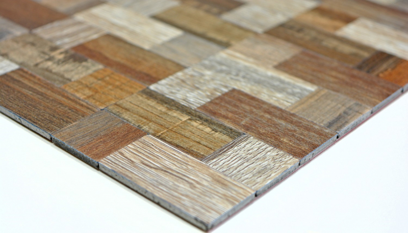 self-adhesive mosaic tile ALU gray beige metal wood look tile backsplash MOS200-2322