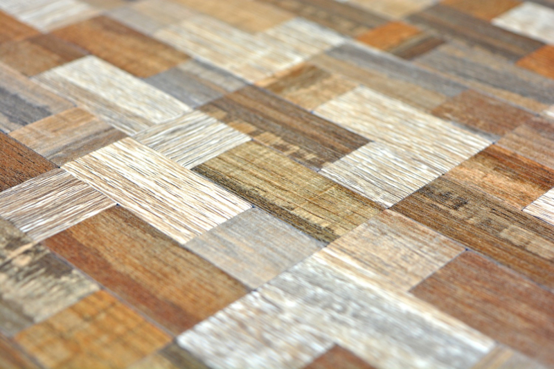 self-adhesive mosaic tile ALU gray beige metal wood look tile backsplash MOS200-2322