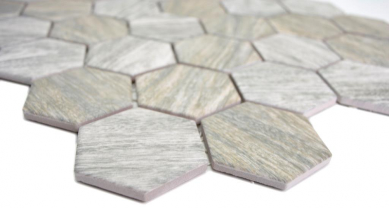 Hexagonal hexagon mosaic tile ceramic wood grain gray brown mix mosaic tile wall tile backsplash kitchen bathroom - MOS11H-0200