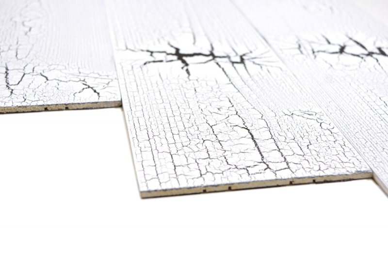 Self-adhesive wooden panels Wall paneling Wooden wall cladding Wall panel white MOS170-W005 ( 9 pieces)