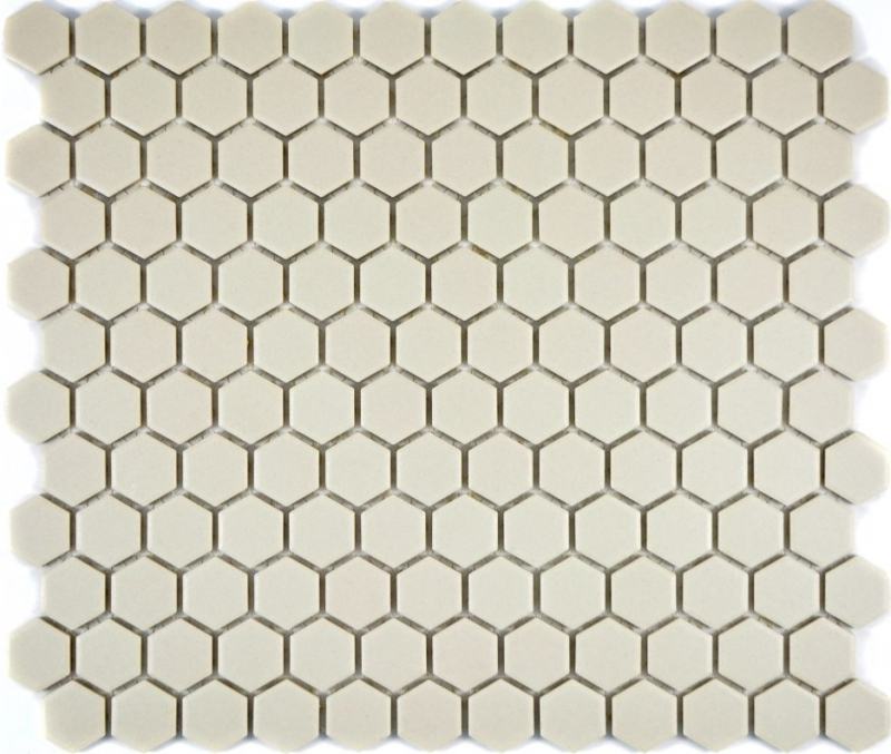 Mosaic tile ceramic white hexagon light beige unglazed MOS11A-1202-R10_f