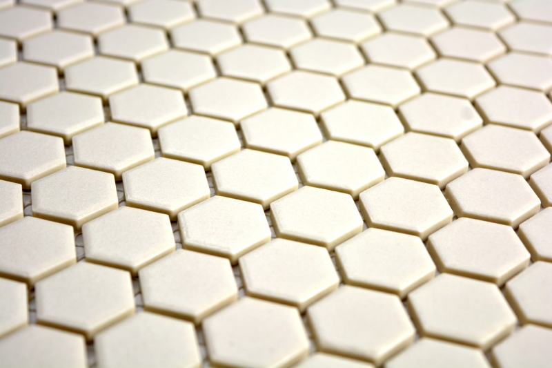 Mosaic tile ceramic white hexagon light beige unglazed MOS11A-1202-R10_f