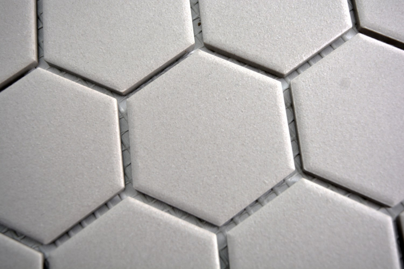 Mosaic tile ceramic hexagon light gray unglazed MOS11B-0203-R10_f