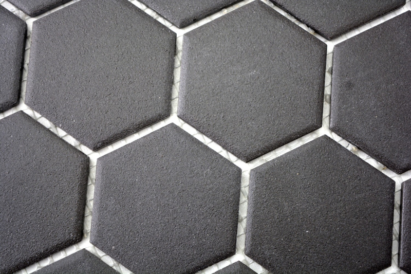 Mosaic tile ceramic hexagon black unglazed MOS11B-0304-R10_f