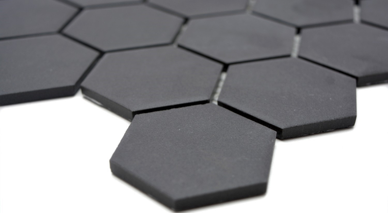 Mosaic tile ceramic hexagon black unglazed MOS11B-0304-R10_f
